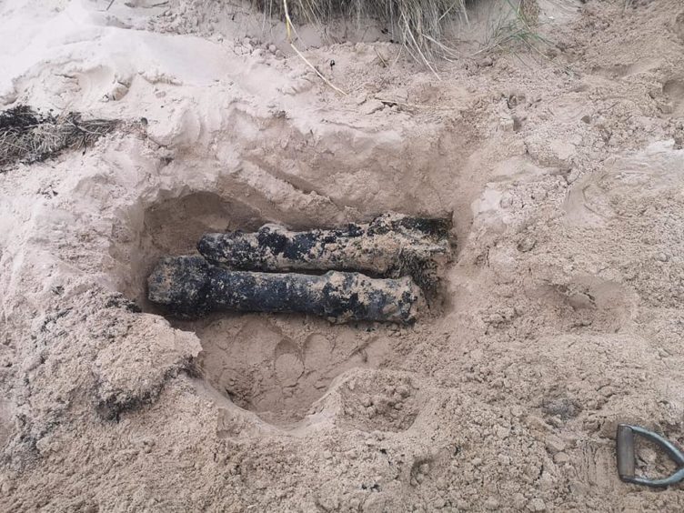 A Royal Navy spokesman confirmed four historic rockets, thought to be from the Second World War era, were found