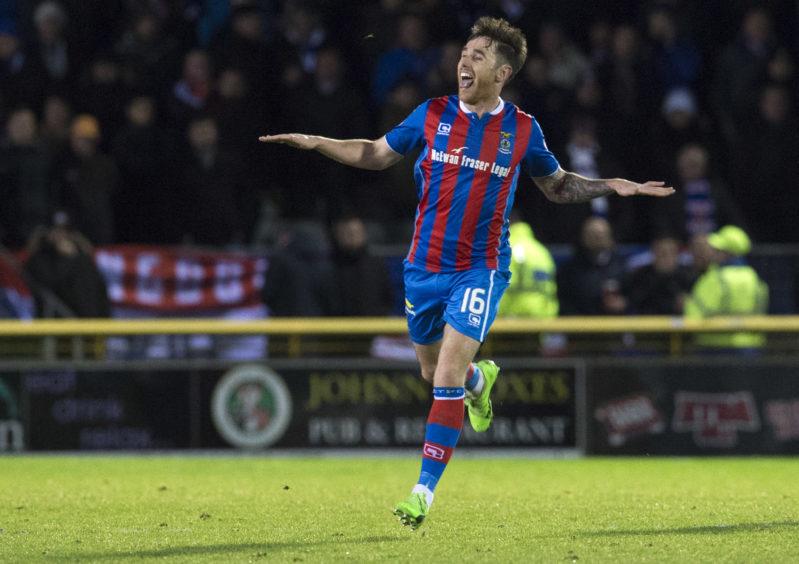 Tansey celebrates after netting against Rangers in February 2017.