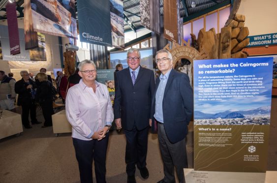 Cairngorm Mountain Exhibition: Susan Smith chief executive, Cairngorm Mountain (Scotland) Ltd Fergus Ewing MSP and chairman Peter Mearns