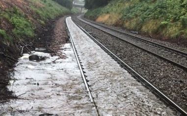 Flooding on the railway lines between Aviemore and Inverness.