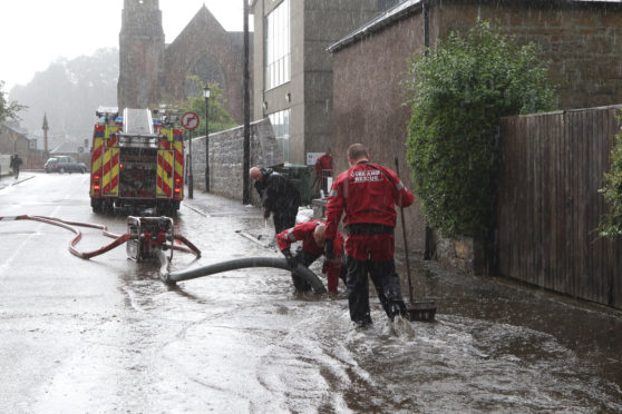 Flooding in Dingwall at the  Theological College