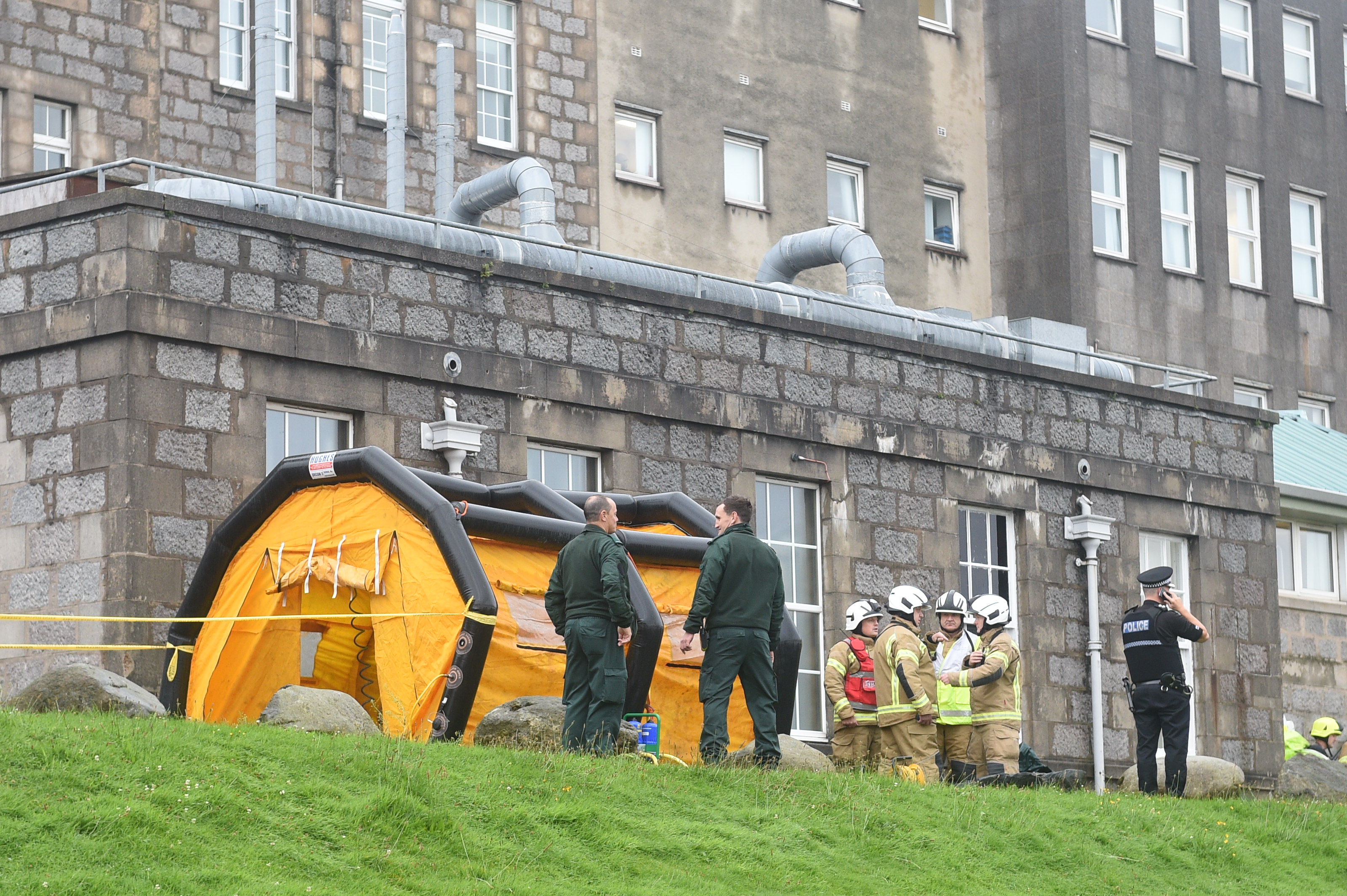 Emergency services on the scene of Aberdeen Royal Infirmary.