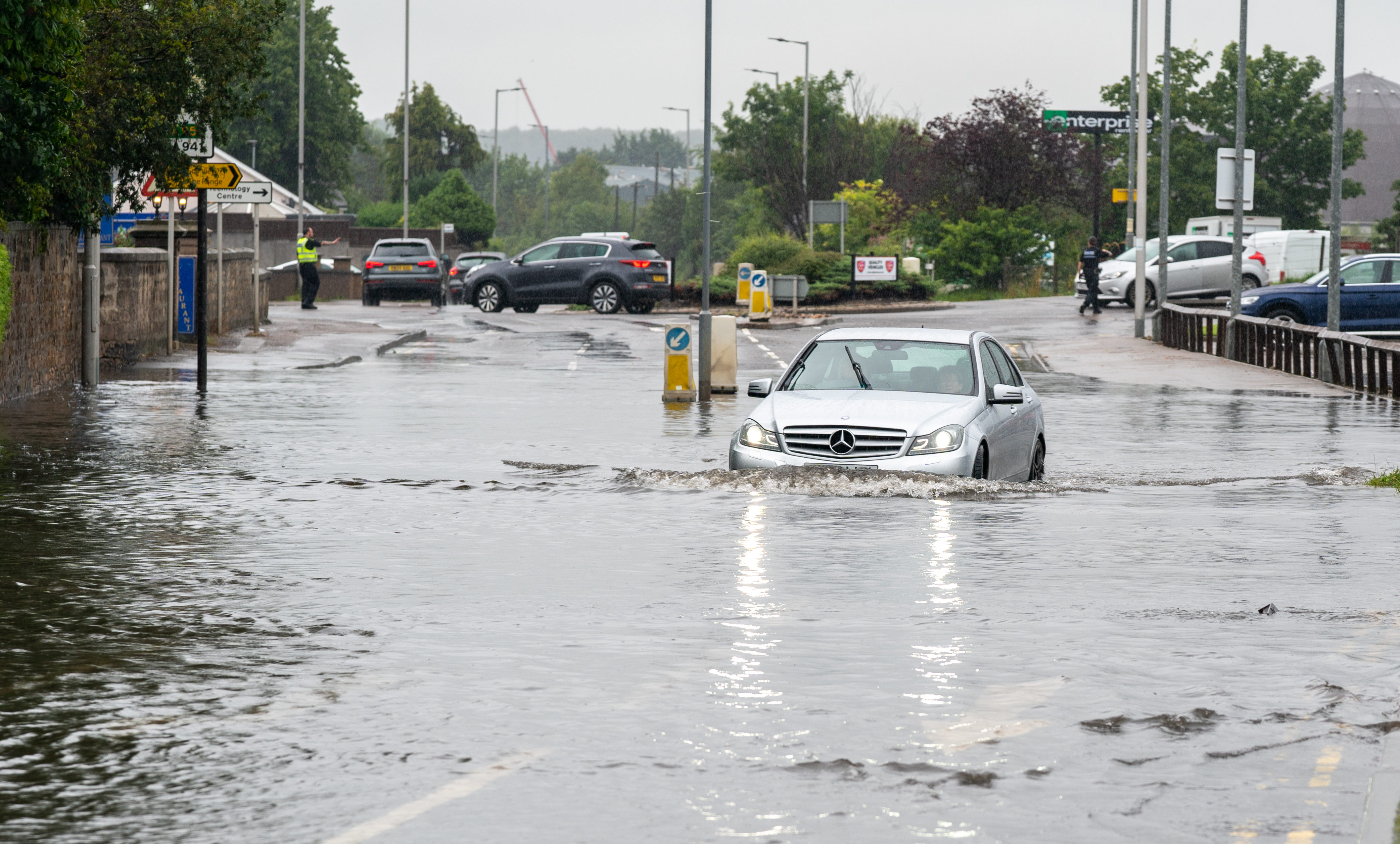 Flooding in Elgin earlier this week. Much of Scotland is braced for more heavy rain over the weekend.