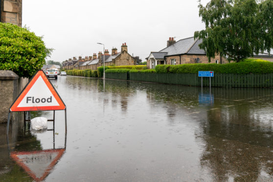 Victoria Road in Elgin was left under water during recent heavy rain.
