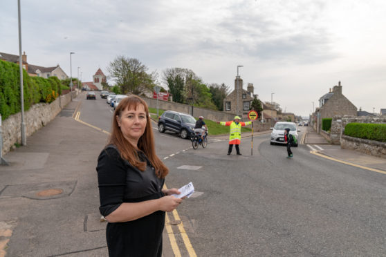 Amanda Nasser, chairwoman of St Gerardine Primary School's parent council, at the School Brae junction in Lossiemouth.