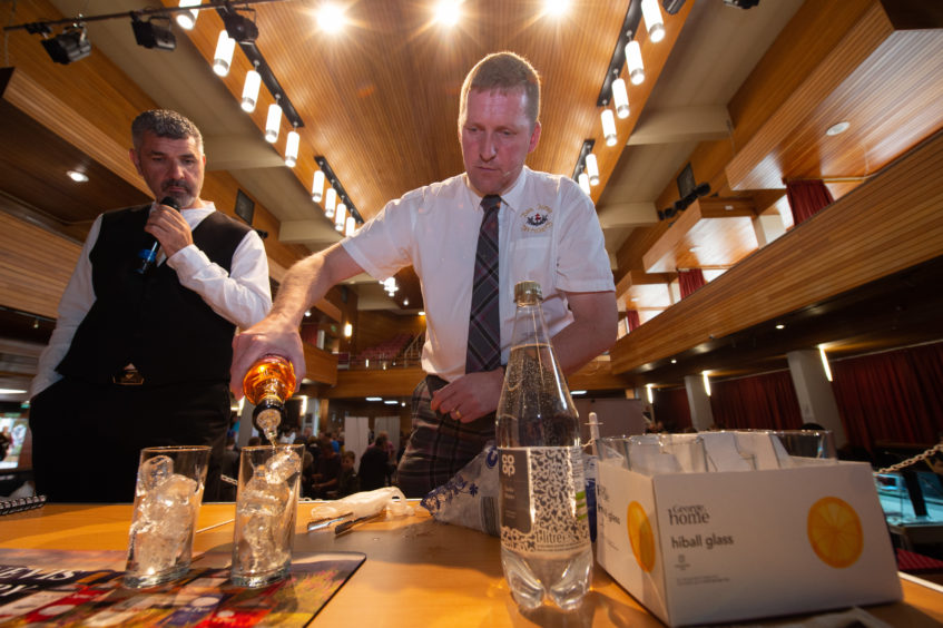 Aaron Roos from Ben Nevis Distillery leads a demonstration at Elgin Food and Drink Festival 2019