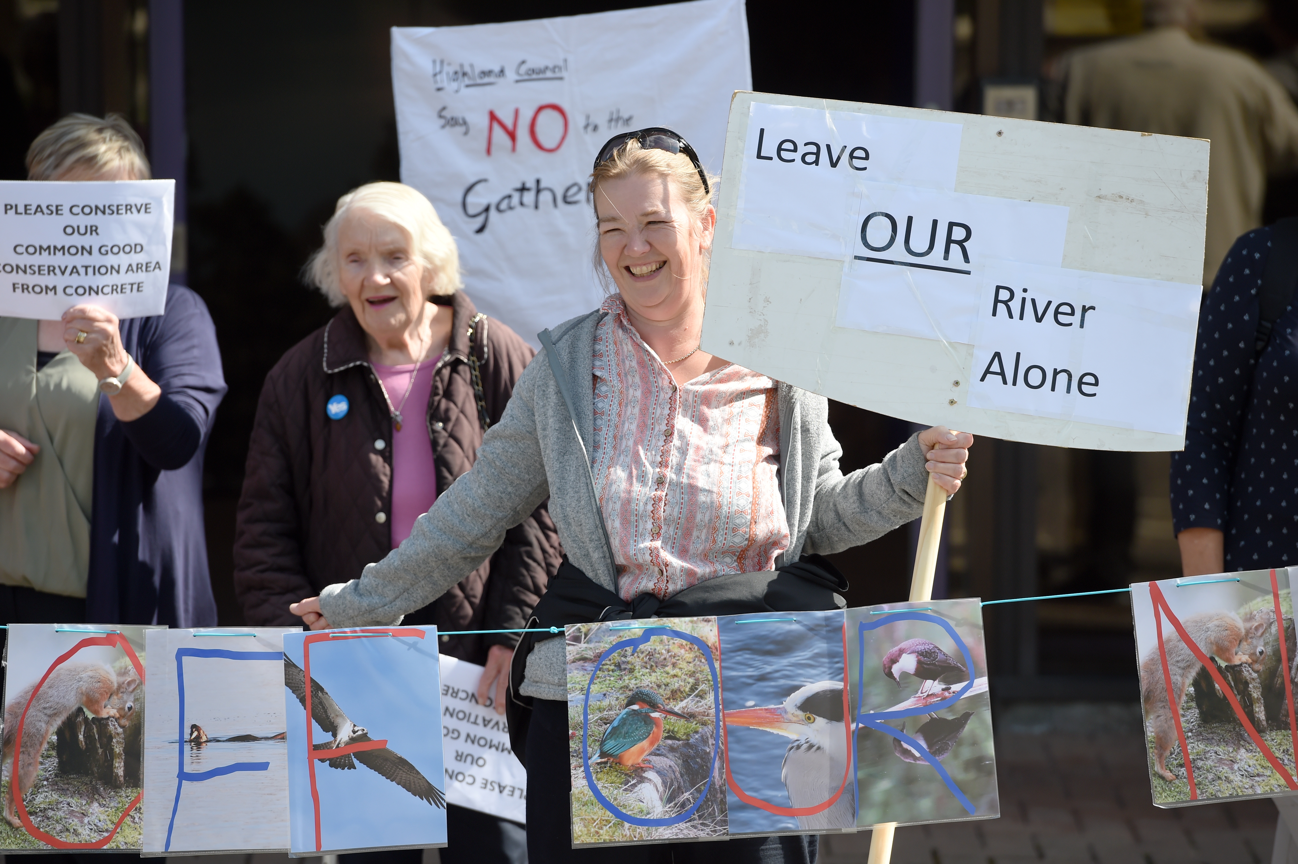 Protesters against the proposed new art installation on the River Ness in Inverness outside Highland Council headquarters.
Picture by Sandy McCook
