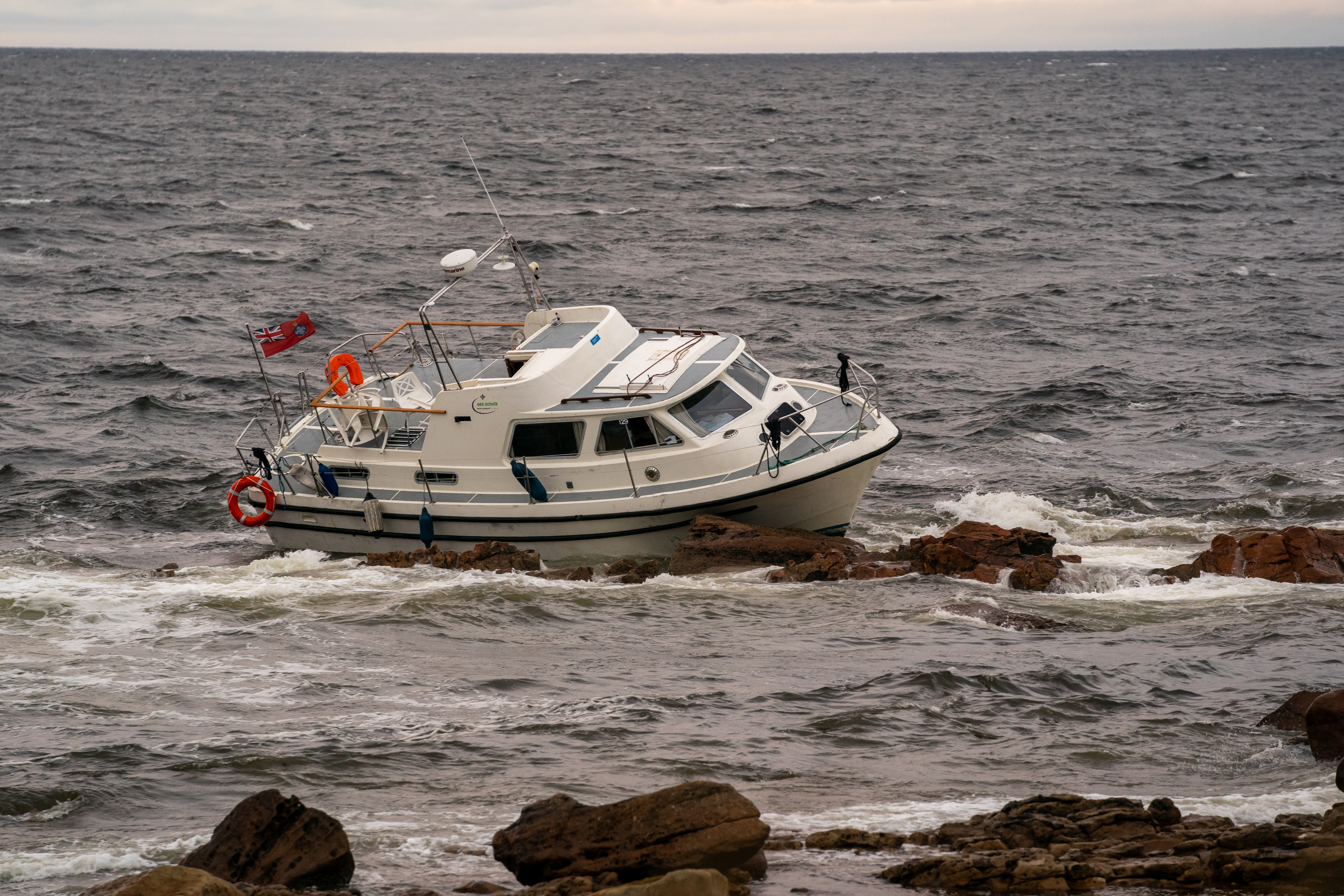 The ran aground vessel at Burghead.