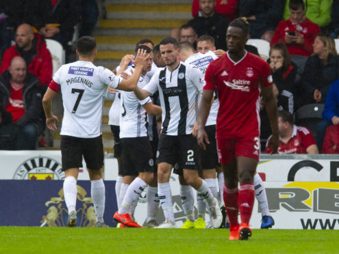 St Mirren celebrate Ilkay Durmus' first-half goal