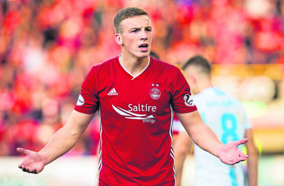 Aberdeen's Lewis Ferguson shows his frustration