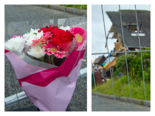 Tributes left at the scene of a gas explosion on Shetland