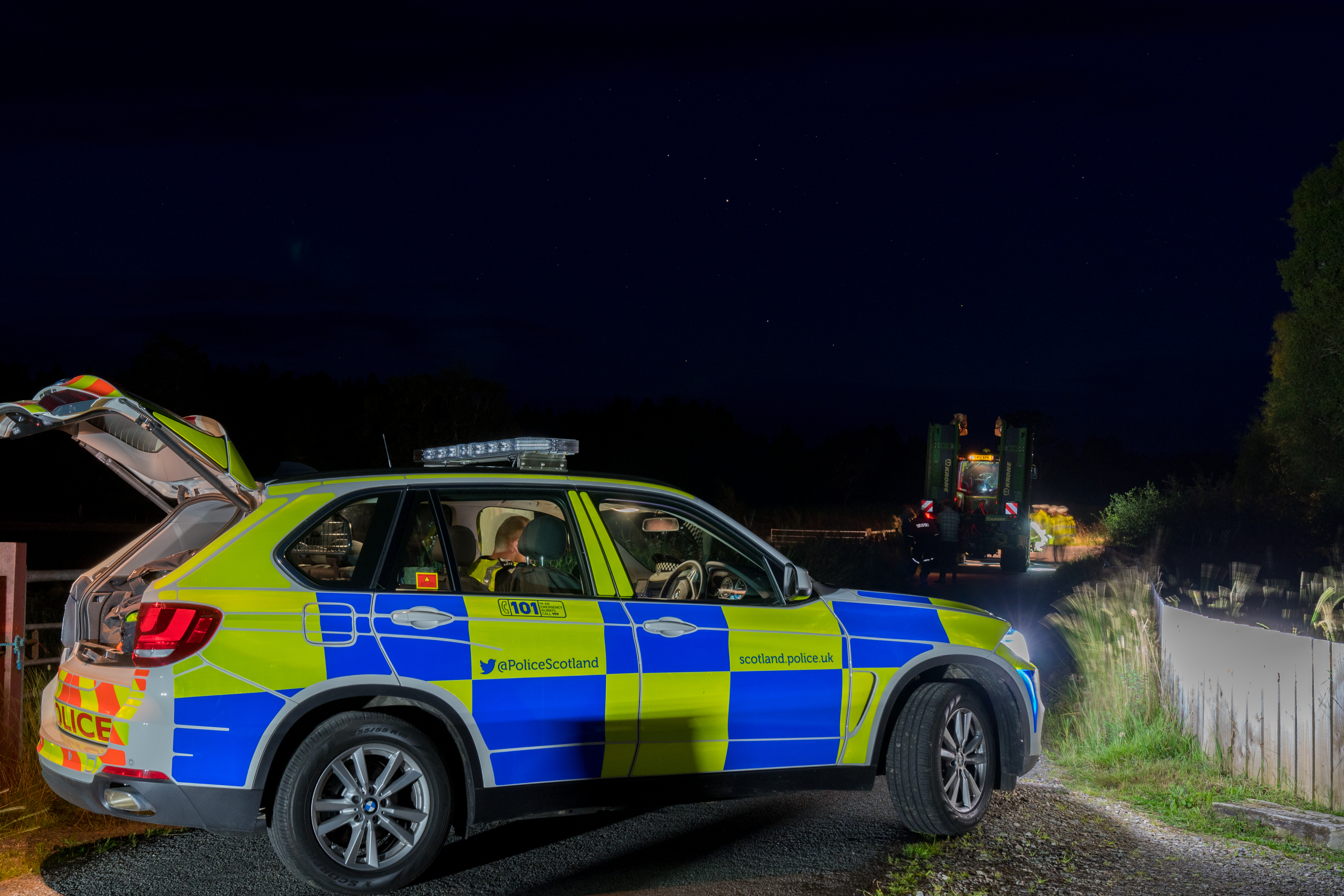 22 August 2019. Carr Road, Carrbridge, Highlands, Scotland, UK. This is the scene of the RTC involving Cyclist and Tractor.