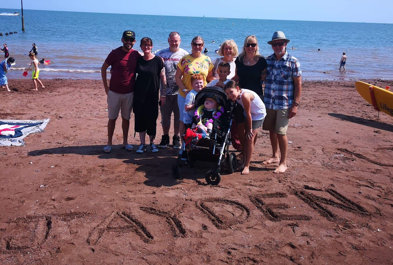 Jayden Easdale with his family and some other parents who have lost their children to the rare genetic condition Tay-Sachs disease, which Jayden suffers from