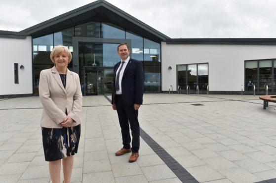 Aberdeen Council co-leaders Douglas Lumsden and Jenny Laing received a first look around the new Tillydrone Community Campus.
