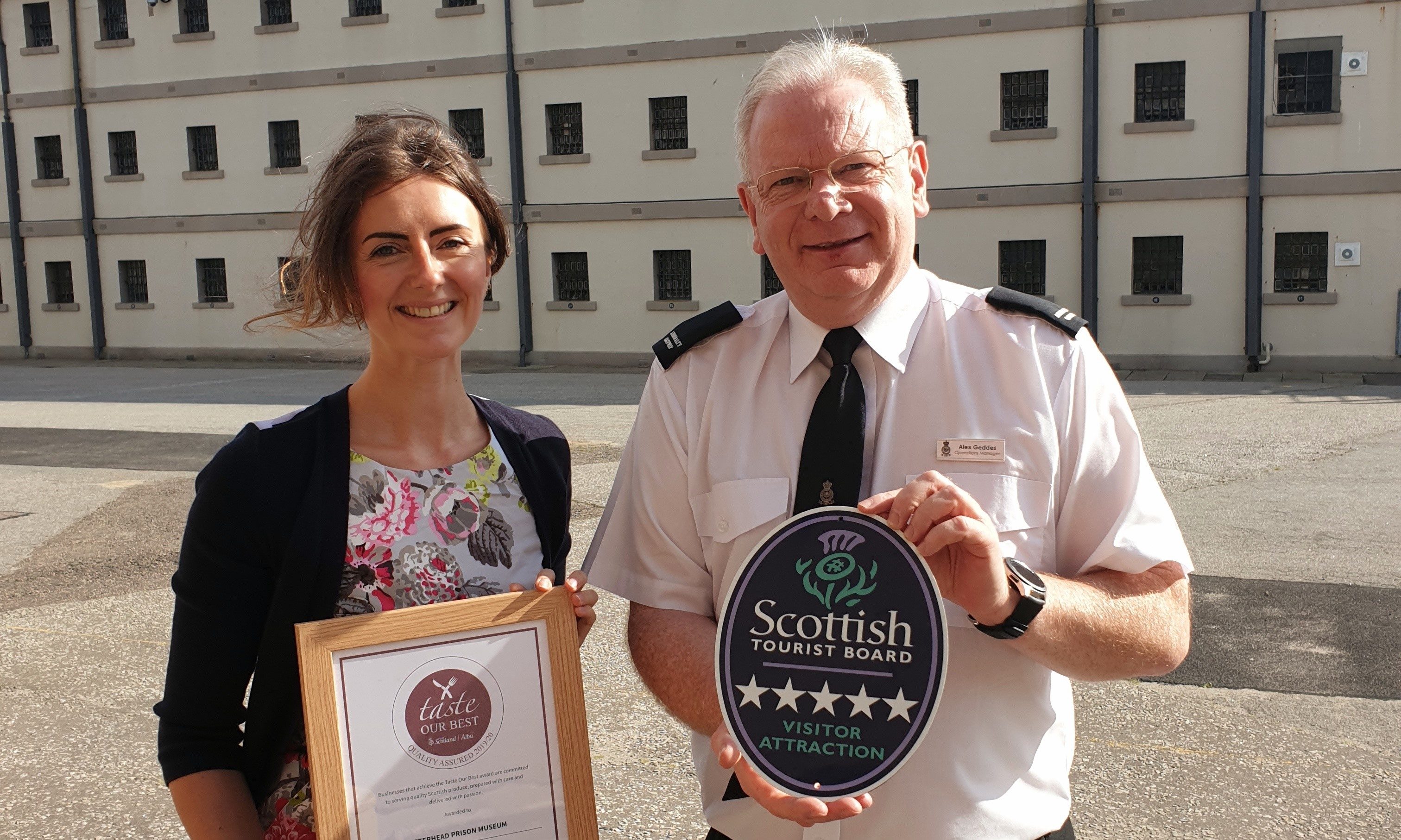 Jo Robinson, VisitScotland regional director, and Alex Geddes operations manager at Peterhead Prison Museum