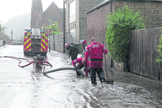 Flooding in Dingwall, in August 2019. Picture by Andrew Smith