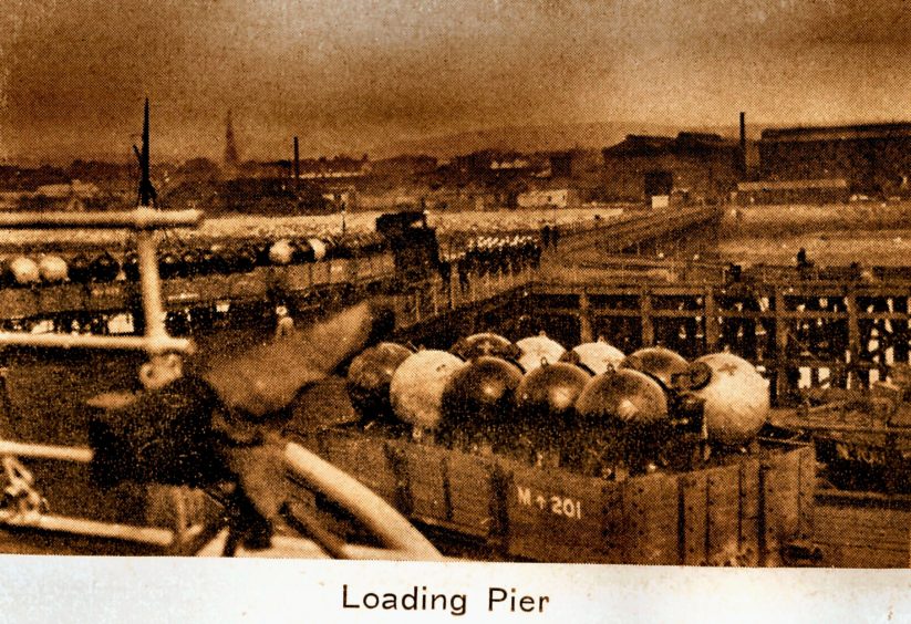 The loading pier at Invergordon.  Picture courtesy of Inverness Local History Forum