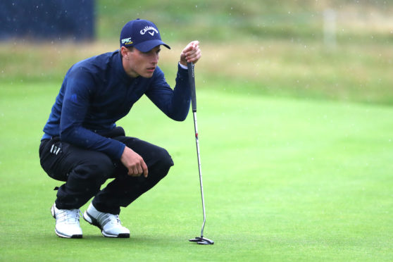 Matthew Jordan of England lines up a putt  on the 17th hole during day two of the Alfred Dunhill Links. (Matthew Lewis/Getty Images)