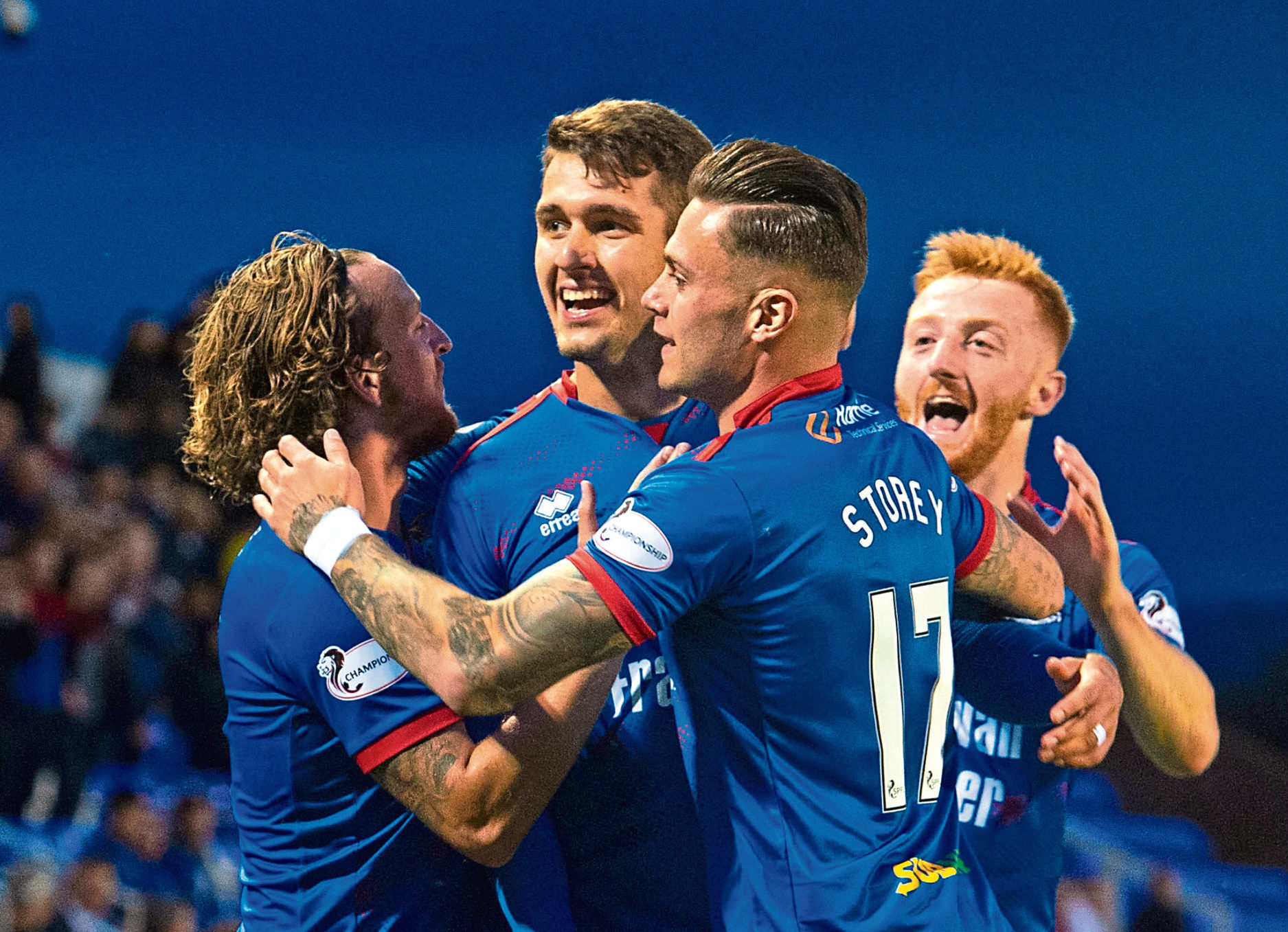 Inverness' Nikolay Todorov celebrate his goal with teammates during the Ladbrokes Championship tie between Inverness CT and Greenock Morton,