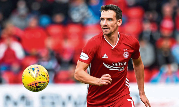 Aberdeen's Craig Bryson in action during the Ladbrokes Premiership match between Aberdeen and Ross County at Pittodrie Stadium on August 31, 2019,