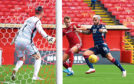 Aberdeen's Ryan Hedges scores during the Ladbrokes Premiership match between Aberdeen and Ross County at Pittodrie Stadium