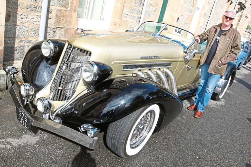 Bill Cochrane from Inverbervie with his reconstruction of a 1936 Auburn boat-tailed Speedster.