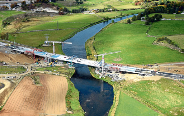 AWPR: The bridge at Dyce over the River Don which is still under construction.