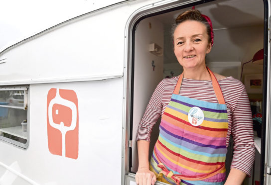 Joni Phippin of Fortrose has launched a vegan food business producing mainly sweets from her caravan in the village. Picture by Sandy McCook