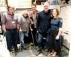 Glencoe Folk Museum volunteers with the Outlander stars PIC: Glencoe Folk Museum