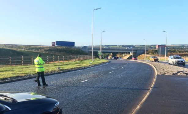 Police swept thousands of nails from the A90 during yesterdays morning rush hour. Pic: GFP Media