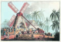 Antilles islands, 19th century. Slaves at work in a mill for the extraction of cane sugar.