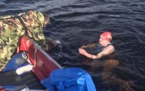 Rosalinda Hardiman swimming the length of Loch Ness on Sunday