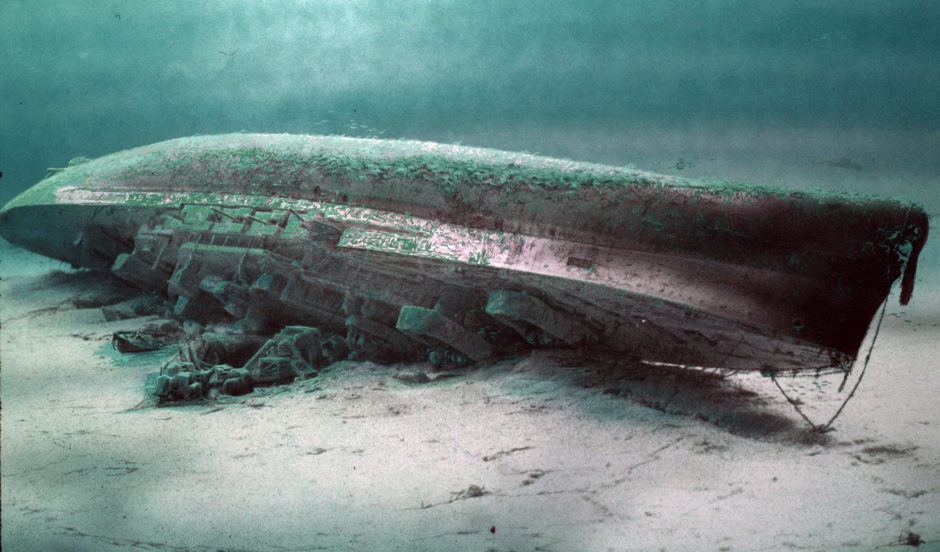 HMS Royal Oak on the Scapa Flow seabed in the Orkneys, Scotland.