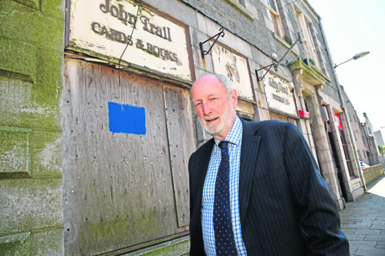 Councillor Charles Buchan at the former John Trail bookshop in Fraserburgh.