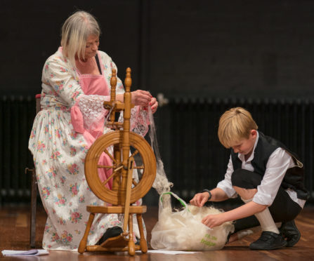 L-R - Nikki Henderson who plays Marjorie Gilzean, with 'young Andrew,' Finlay McLuckie, 10