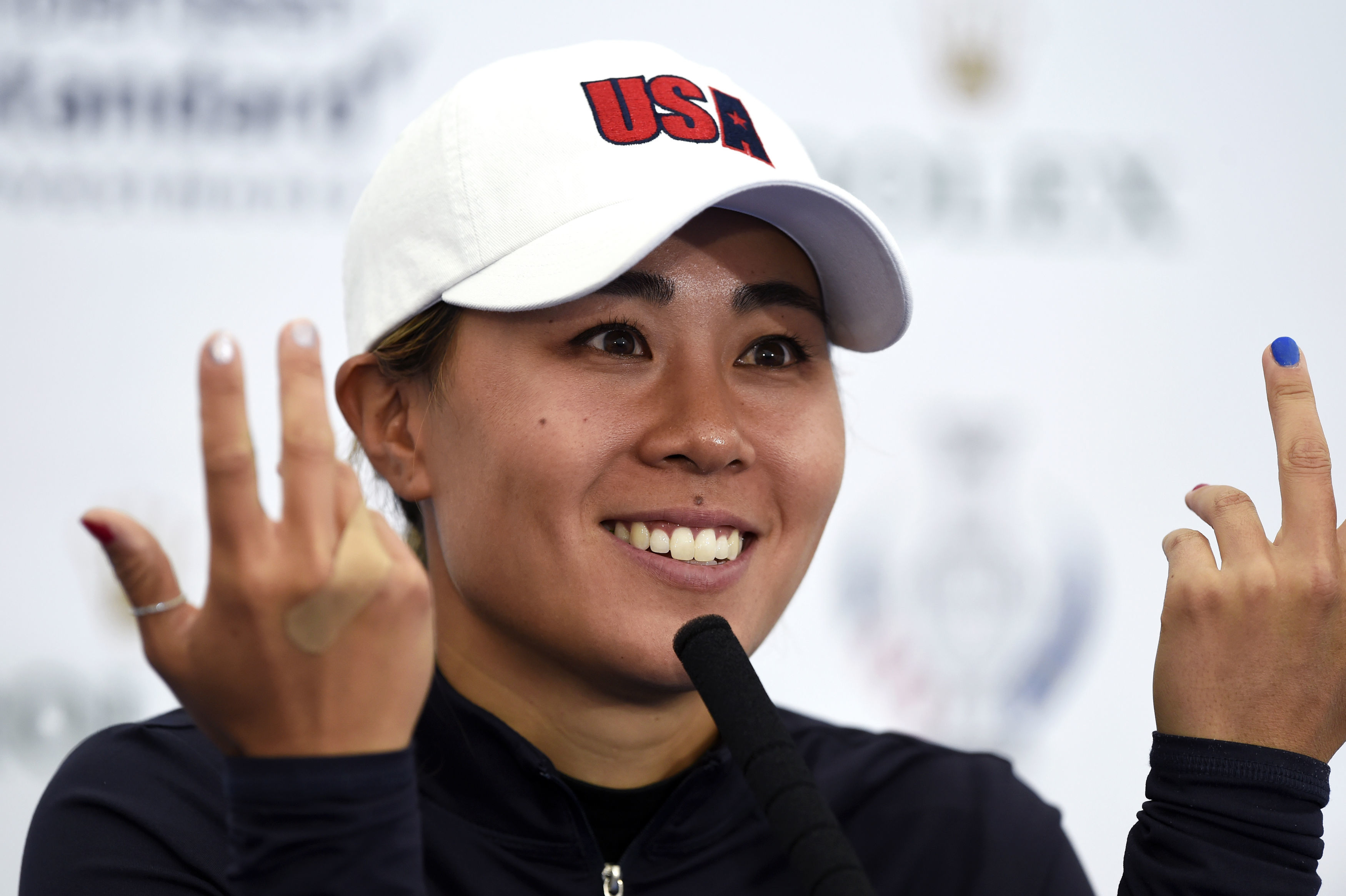 Team USA's Danielle Kang during a press conference on preview day three of the 2019 Solheim Cup at Gleneagles Golf Club.