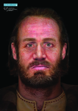 Face of man discovered in six-headed burial recreated.