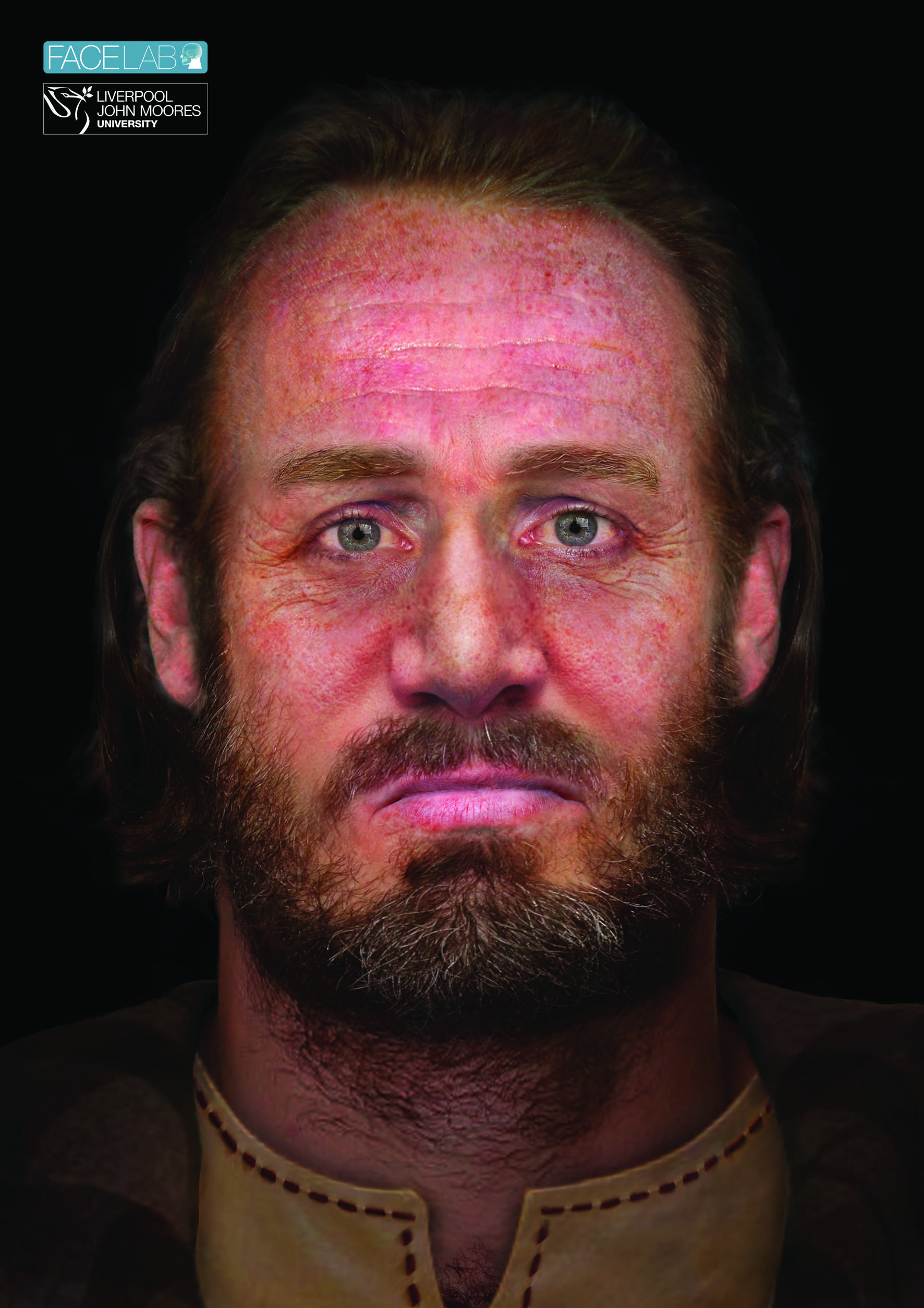 Face of man discovered in six-headed burial recreated.