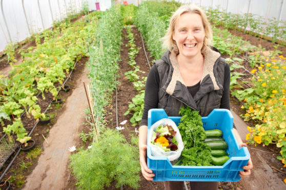 Karen Hughes from Bruntlands Farm near Alves.