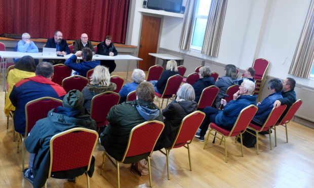 Banff and district Community Safety Group held a meeting at Buchan Street Hall to discuss what they can possibly do to try to reverse the decision to close the Chalmers Hospital MIU overnight. Picture by Chris Sumner