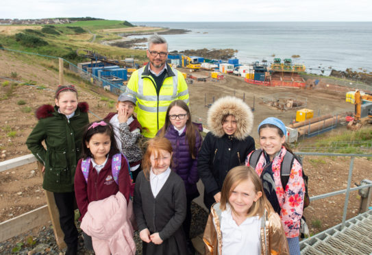 Banff Primary School children visited the point where the cables come to shore at Whitehills.