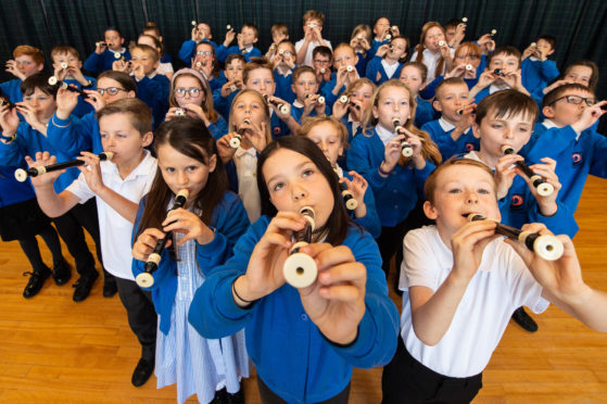Hythehil Primary School pupils are learning the recorder.