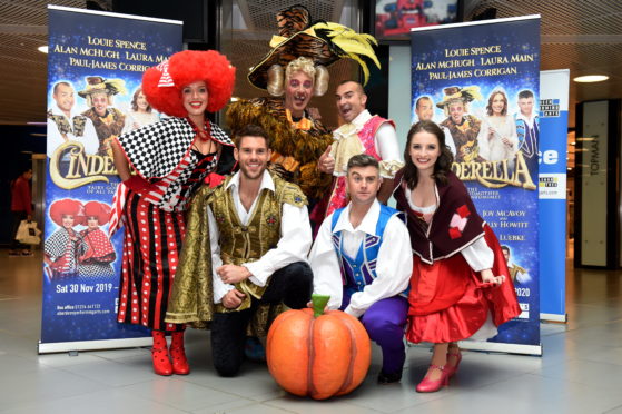Picture of Cast (L-R) - Joy McAvoy (one of the Wicked Step-sisters), Paul Luebke (Prince Charming), Alan McHugh (The Baroness), Louie Spence (Dandini), Paul-James Corrigan (Buttons), Rachel Flynn (Cinderella).

Picture by KENNY ELRICK