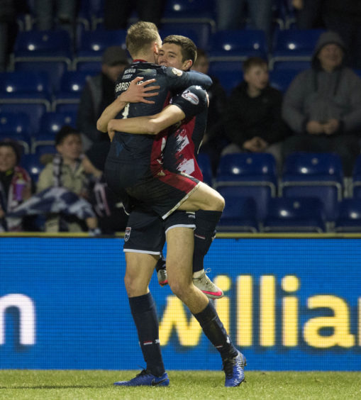 William Hill Scottish Cup 5th round Ladbrokes Championship Ross County v Inverness Caledonian Thistles.. 

Ross County's Ross Stewart (R) celebrates his goal with Michael Gardyne.