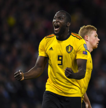 GLASGOW, SCOTLAND - SEPTEMBER 9:  Romelu Lukaku celebrates his first goal during a UEFA Euro 2020 qualifier between Scotland and Belgium, at Hampden Park, on September 9, 2019, in Glasgow, Scotland. (Photo by Craig Williamson / SNS Group)