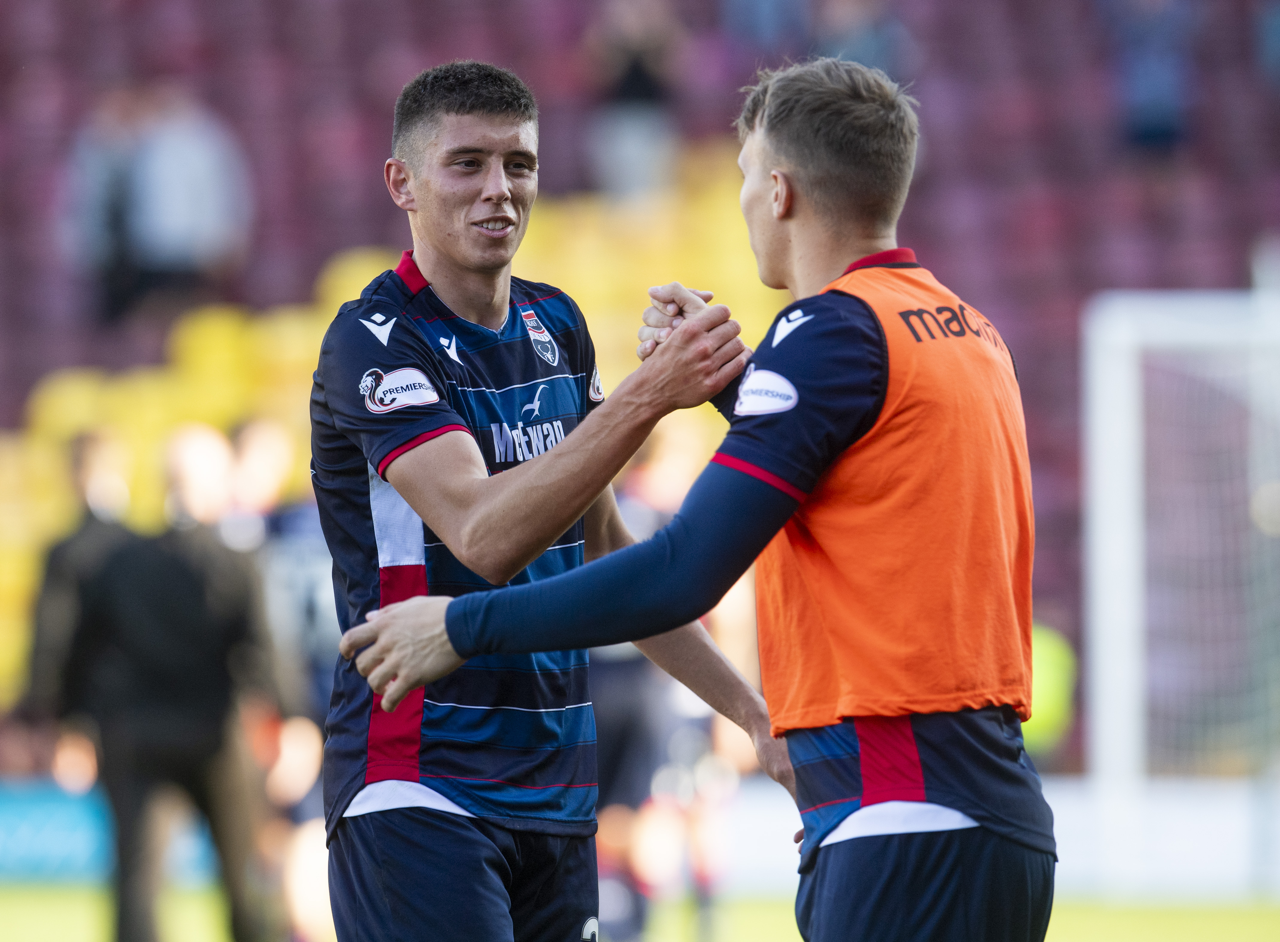 Ross Stewart is congratulated at full time after netting the winner against Motherwell.