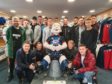 The Ross County first-team squad with Wullie after scribbling on his big bucket