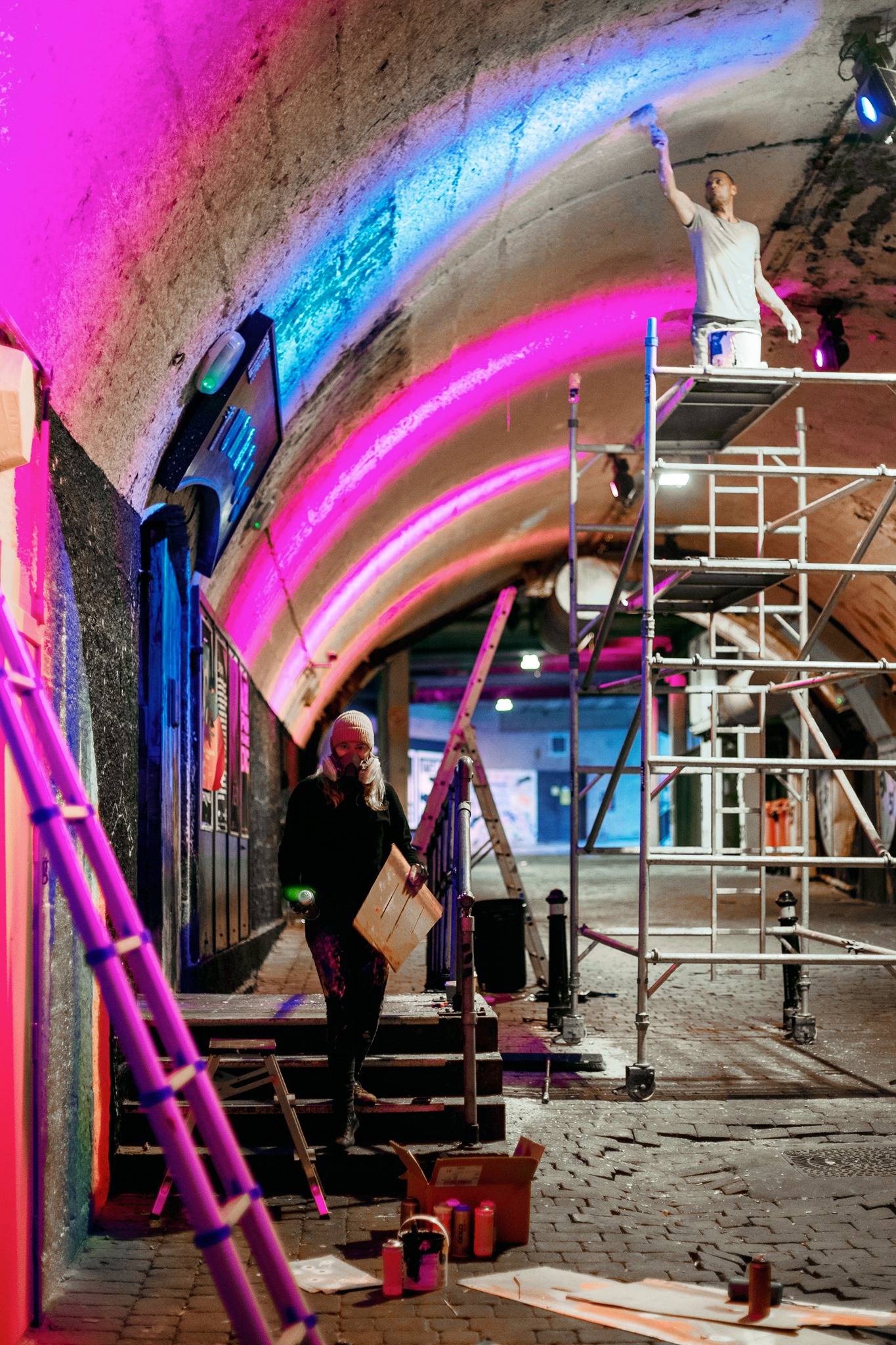 Australian street artist splashes colour over Aberdeen tunnels