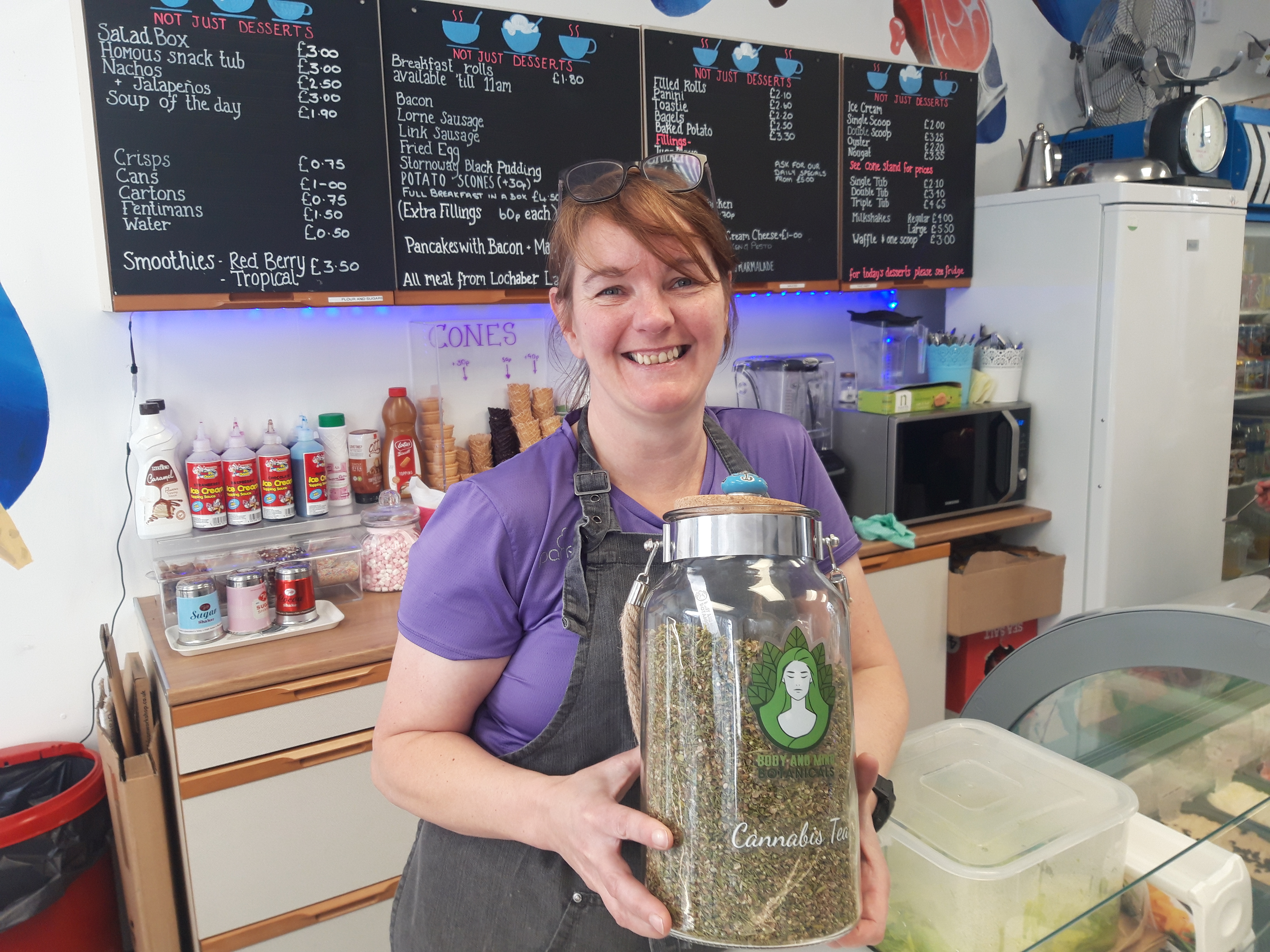 Helen Smith of Not Just Desserts who have started serving a cannabis tea with some interesting results.