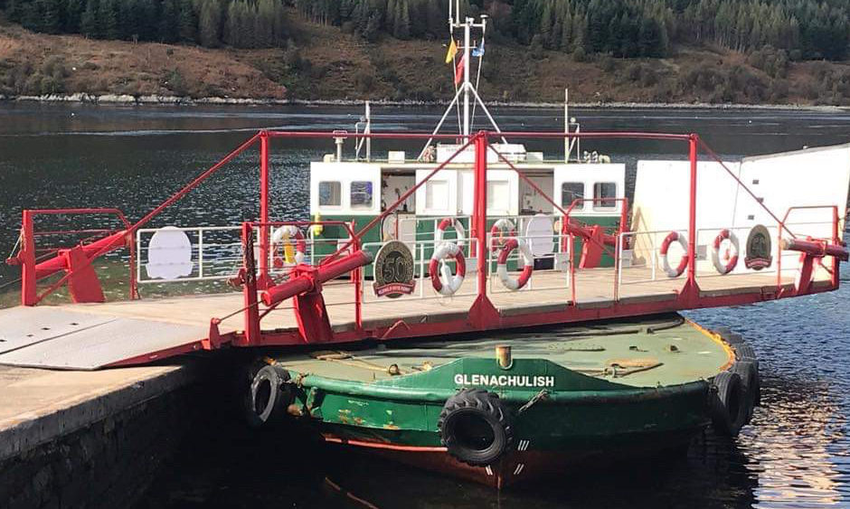 The MV Glenachulish is the worlds last manually-operated turntable ferry